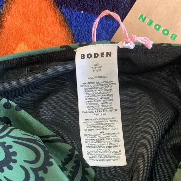 NWT Boden Green Floral One Piece Swimsuit - Picture 5 of 6